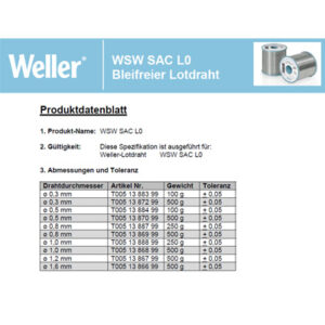 WSW SAC L0 Lead free solder wire